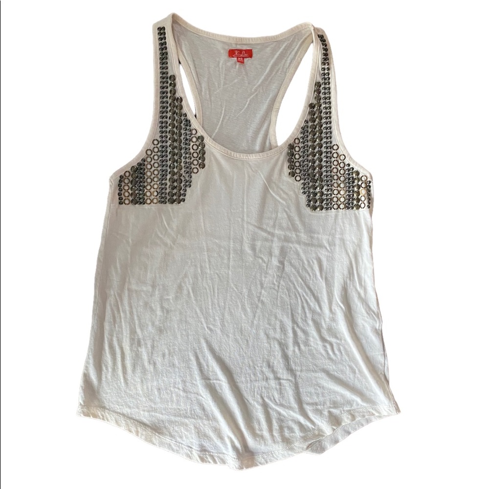 [Hi-Line] Cream Tank Top with Metallic Detail